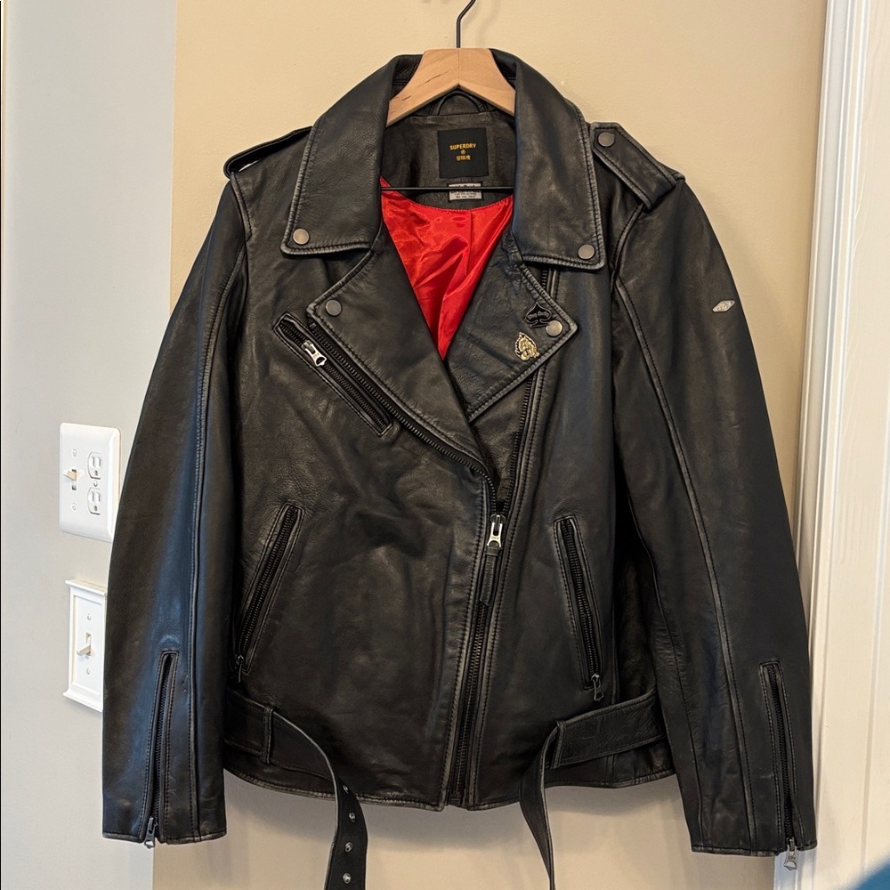 Superdry - 100% cowhide Vintage boyfriend leather jacket - XS/S
